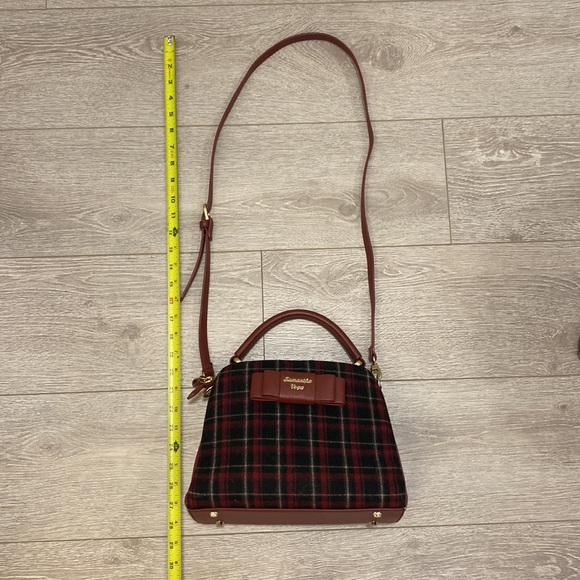 EUC RARE Samantha Vega Fulfilled Love Burgundy Tartan Plaid Crossbody Handbag. - Picture 17 of 17